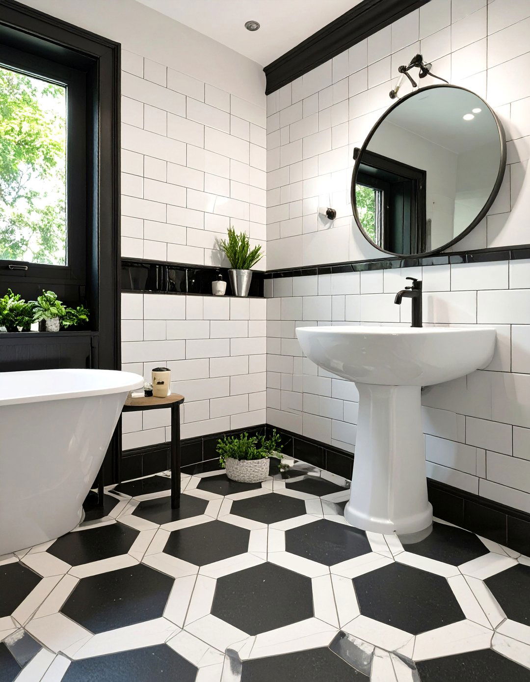 Geometric Pattern Floor Bathroom - 30 modern bathroom tile ideas