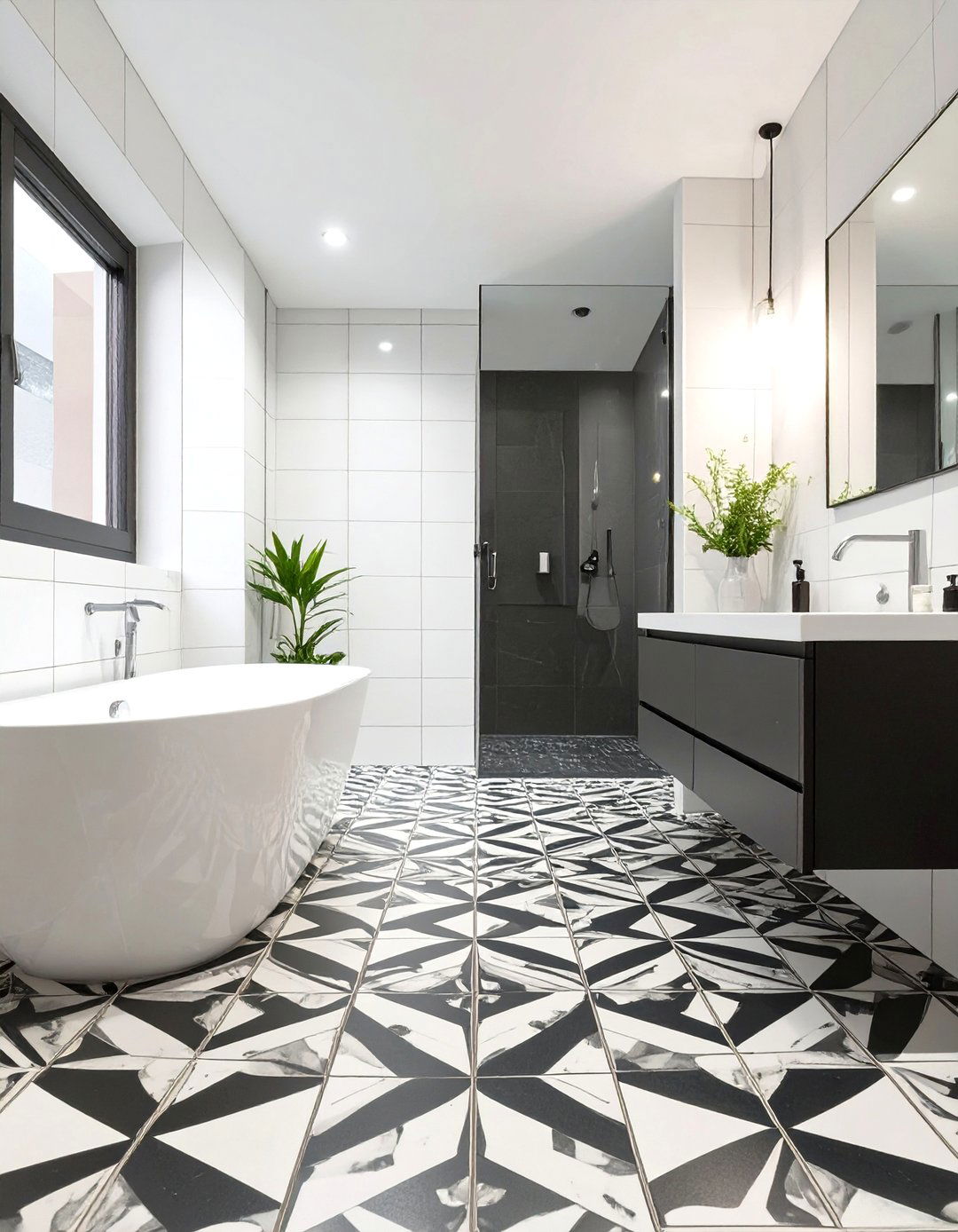 Geometric Pattern Master Bathroom Floor - 30 master bathroom tile ideas
