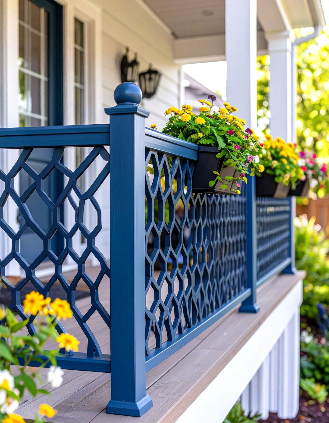 Geometric Pattern Metal Porch Railing - 30 porch railing ideas pictures