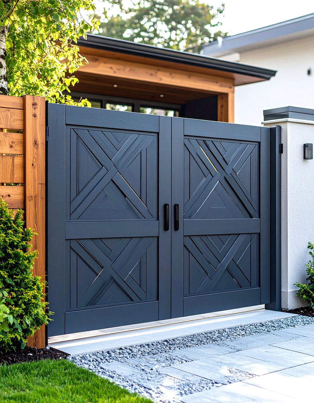 Geometric Pattern Plywood Garden Gate - 30 diy garden gate ideas