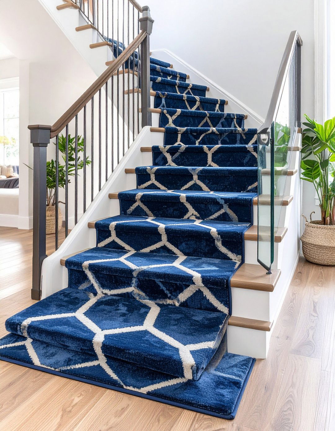 Geometric Pattern Stair Carpets - 30 latest carpet trends for stairs
