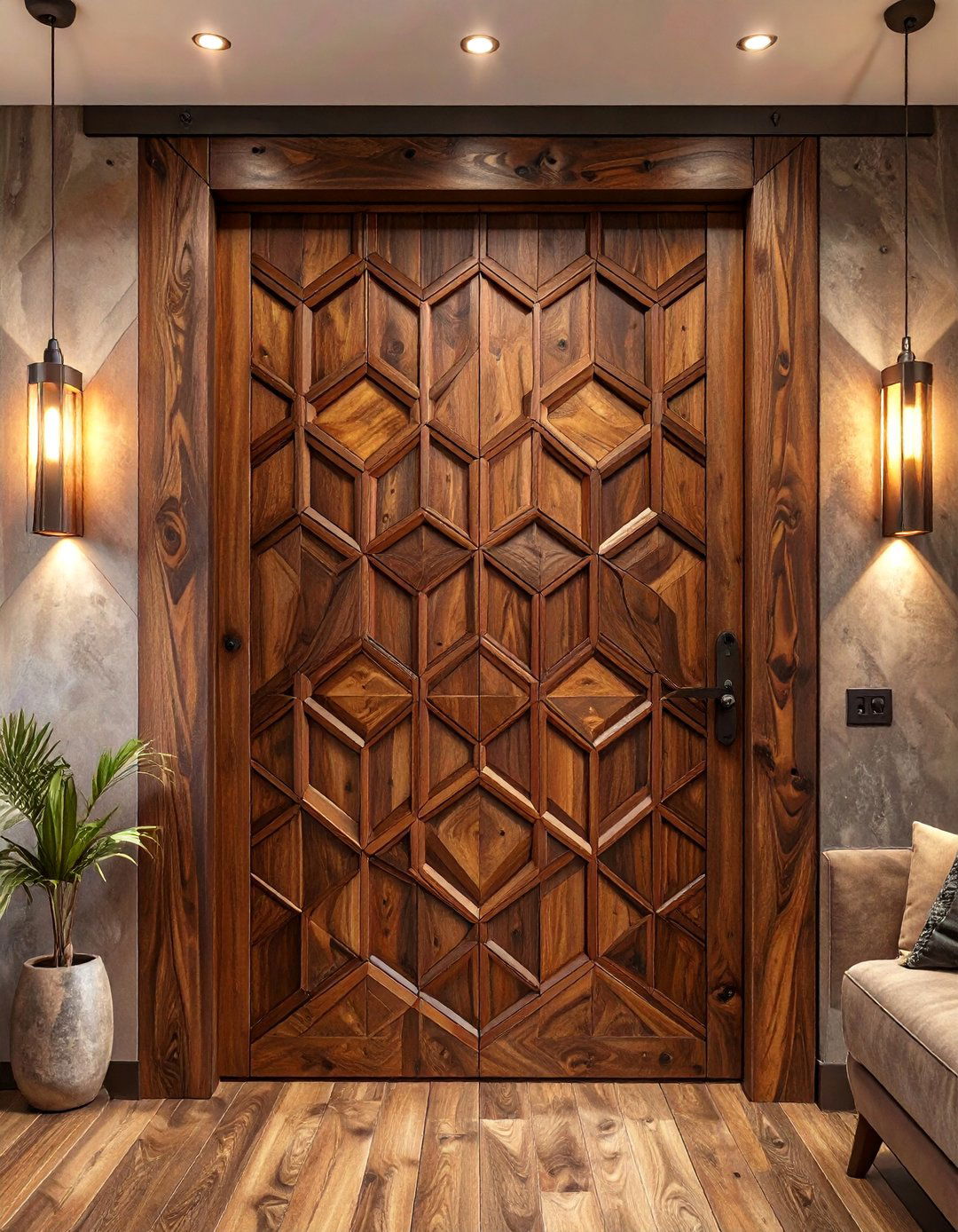 Geometric Patterned Barn Door - 30 barn door closet ideas