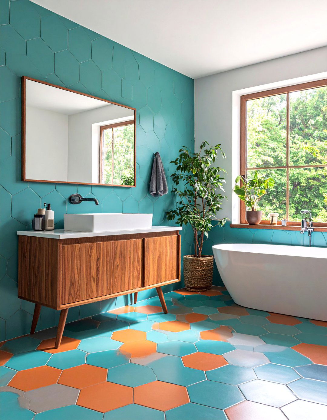 Geometric Patterned Bathroom - 30 60s interior design ideas
