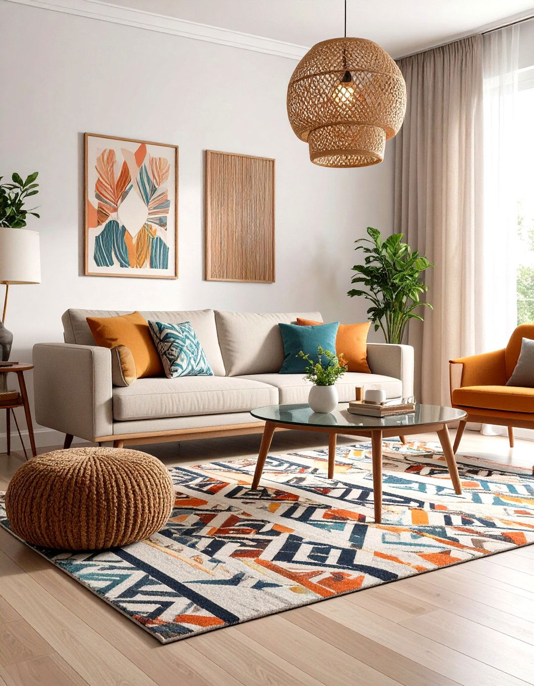 Geometric Patterned Carpet - 30 living room floor ideas