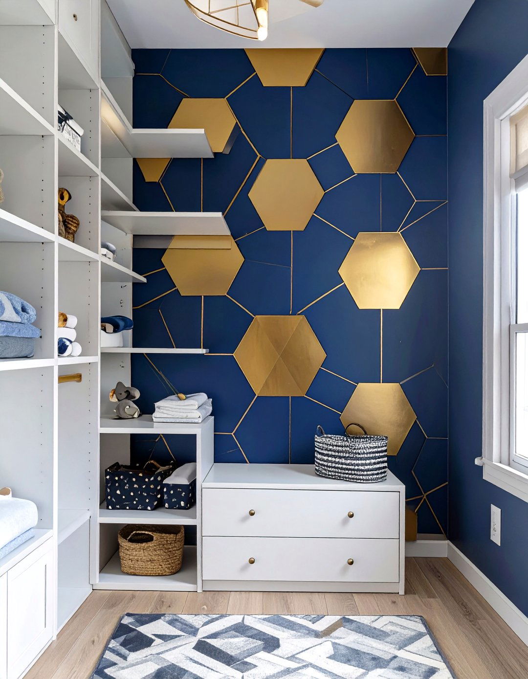 Geometric Patterned Closet Interior - 30 baby closet ideas
