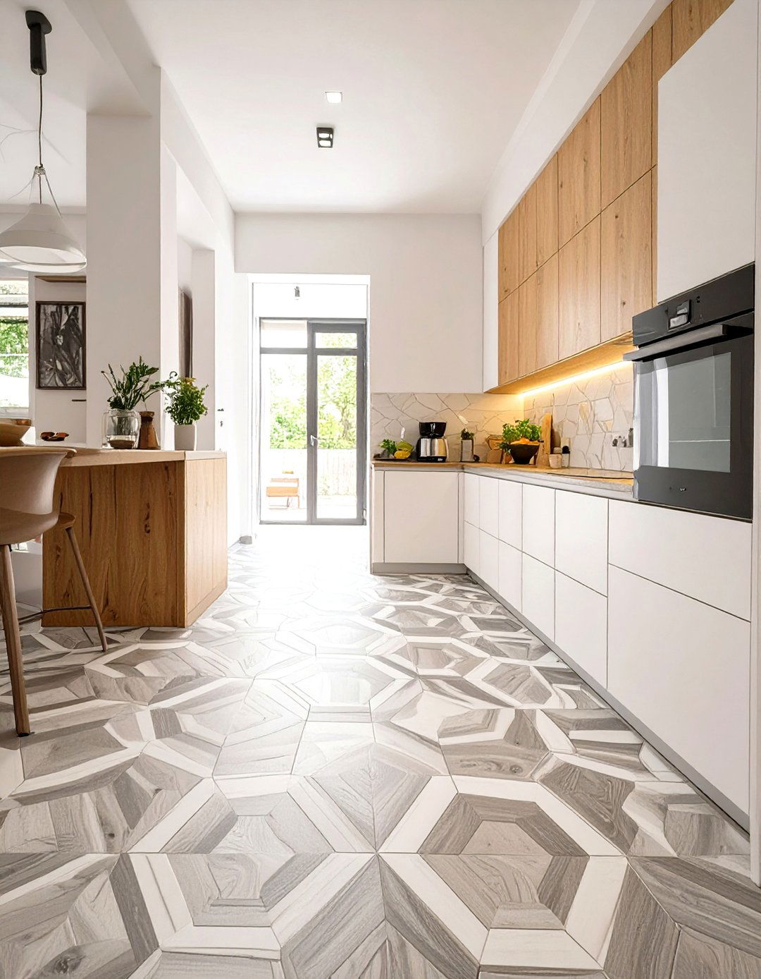 Geometric Patterned Sheet Vinyl Flooring - 30 vinyl kitchen flooring ideas