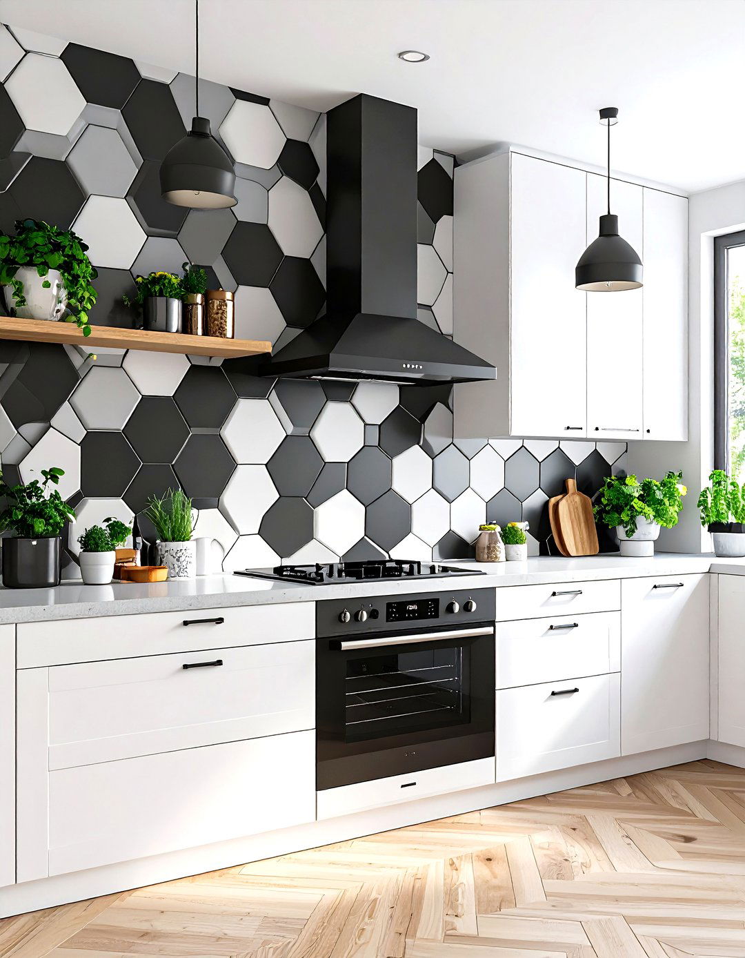 Geometric Patterned Tile Kitchen Wall - 30 kitchen wall ideas