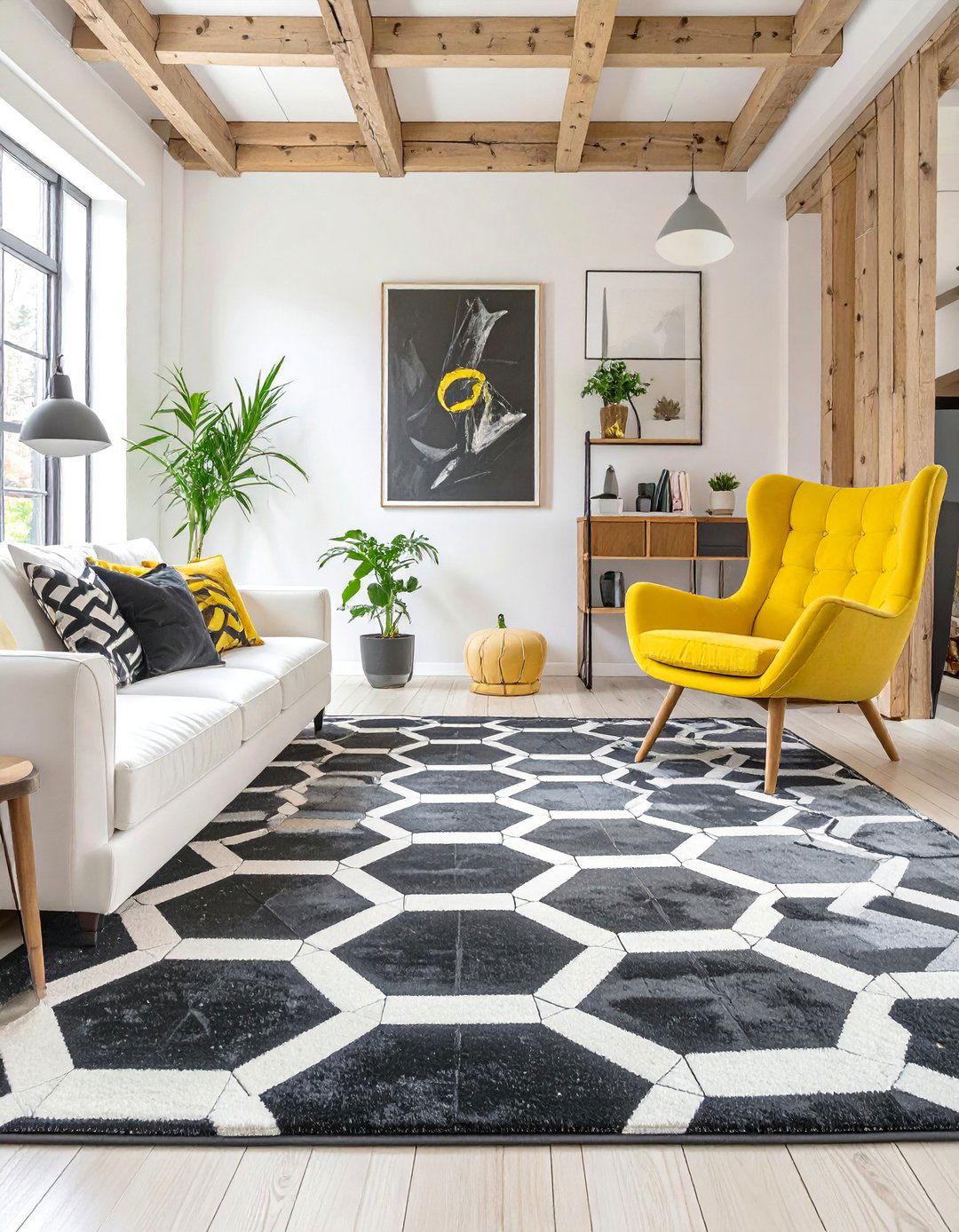 Geometric Print Carpet for a Contemporary Edge - 30 basement carpet ideas