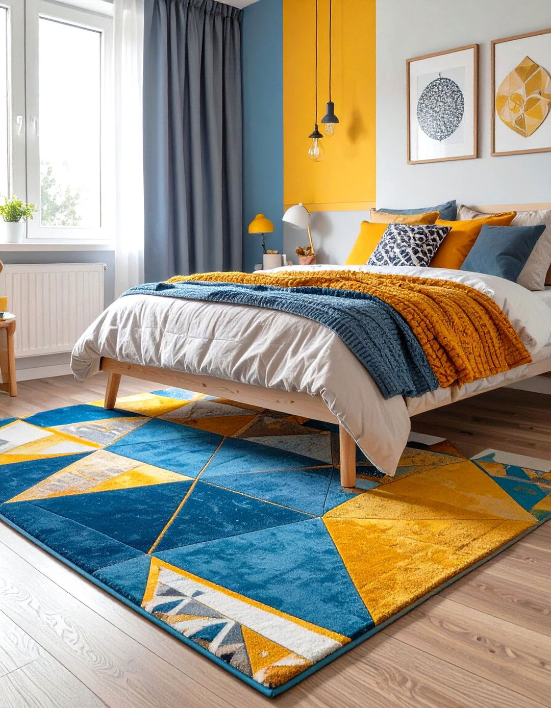 Geometric Rug to Define Space - 30 small teen bedroom ideas