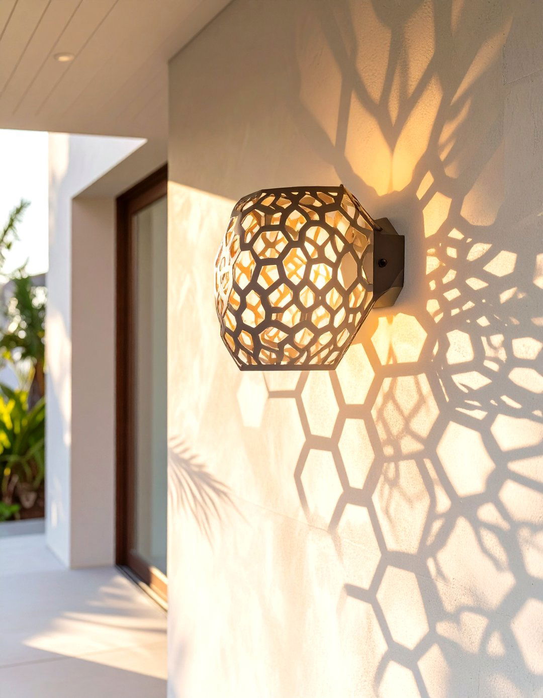 Geometric Shadow Casting - 30 modern outdoor lighting ideas for front of house