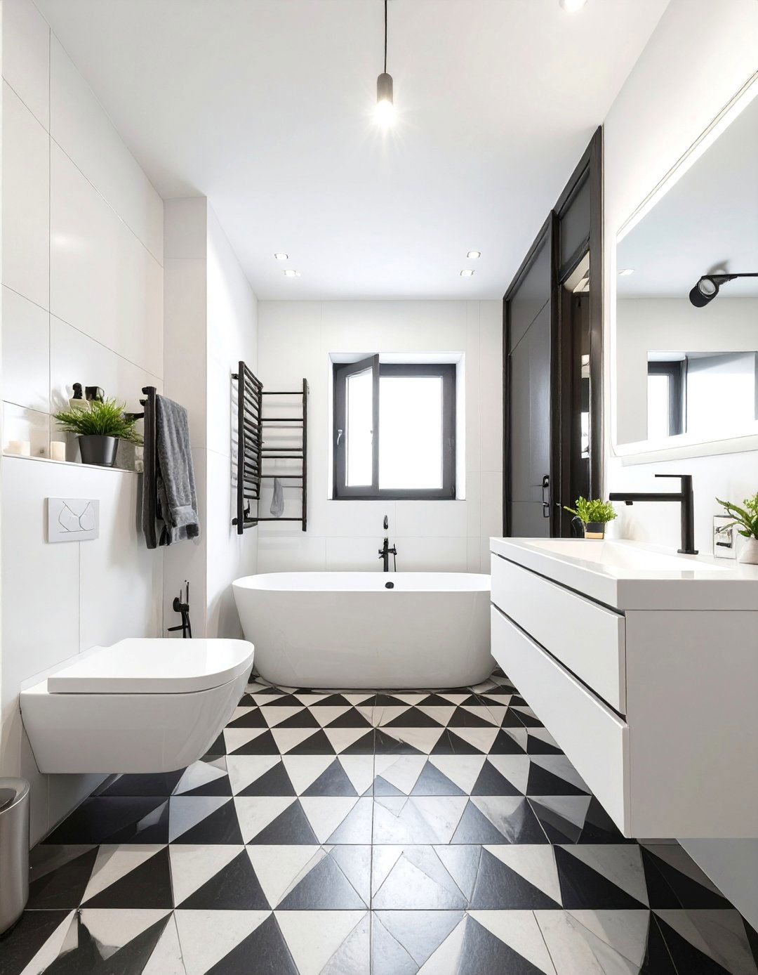 Geometric Tile Apartment Bathroom Focus - 30 apartment bathroom ideas