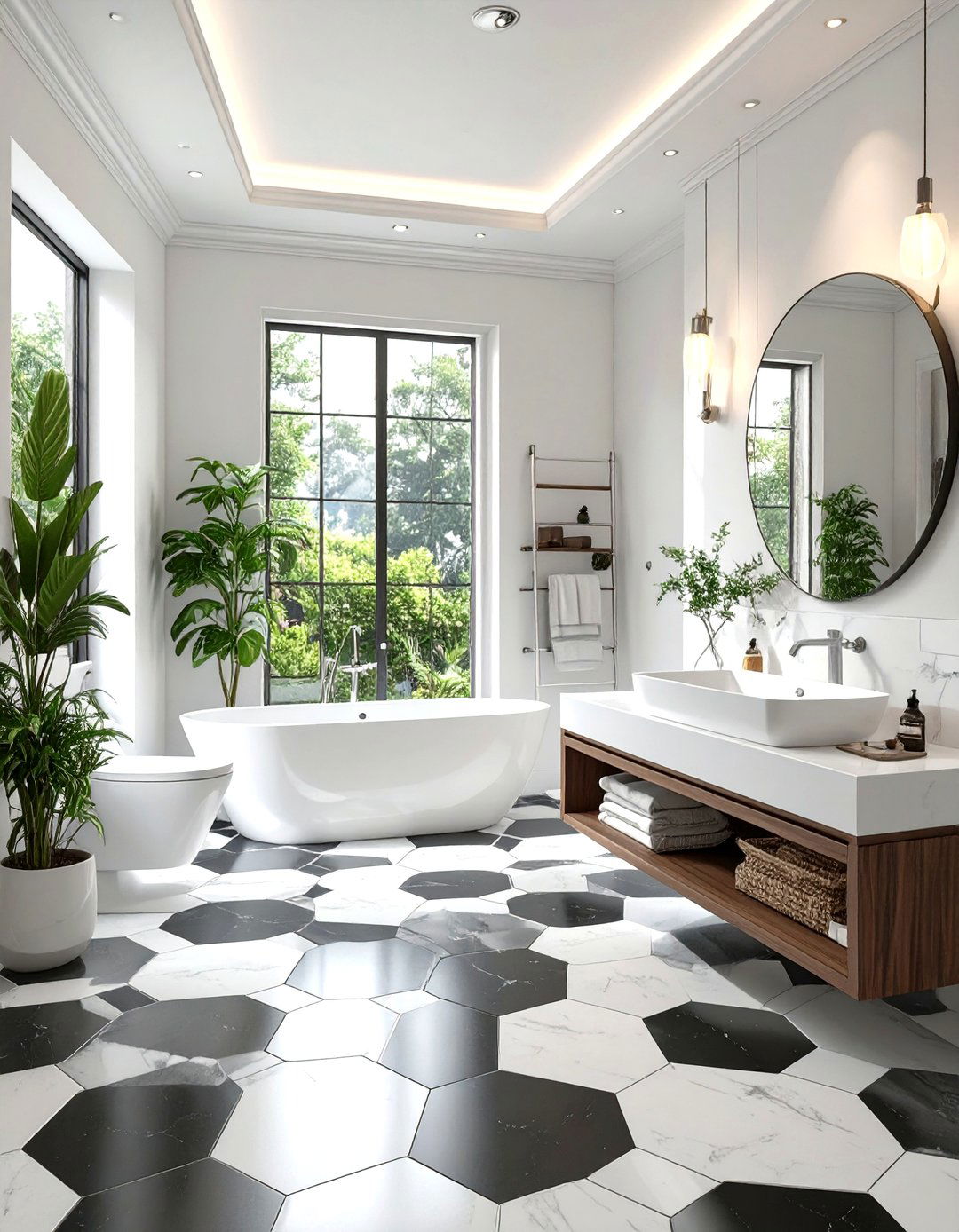Geometric Tile Bathroom - 30 modern bathroom design photos ideas