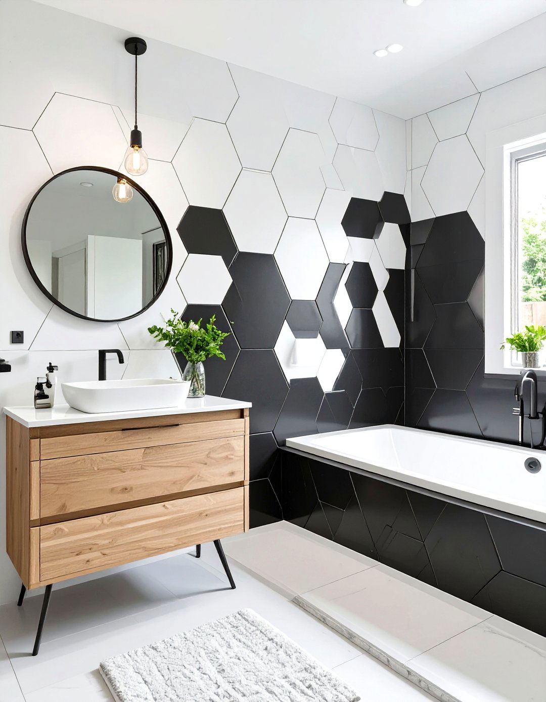 Geometric Tile Bathroom Walls - 30 bathroom wall ideas