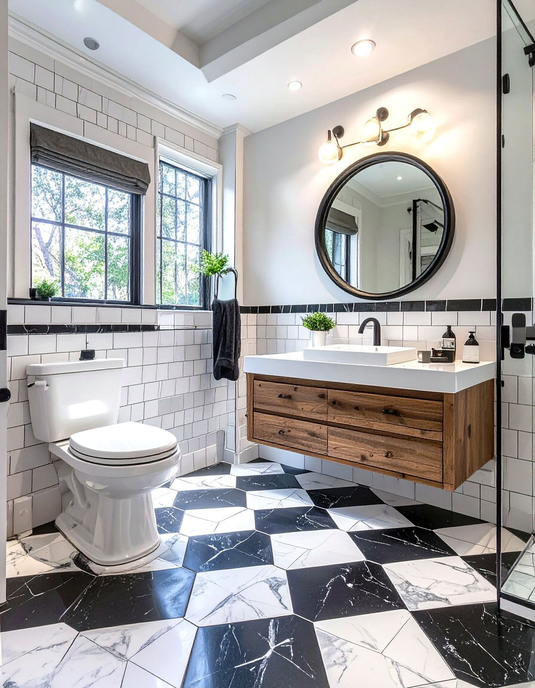 Geometric Tile Half Bathroom - 30 modern half bathroom ideas