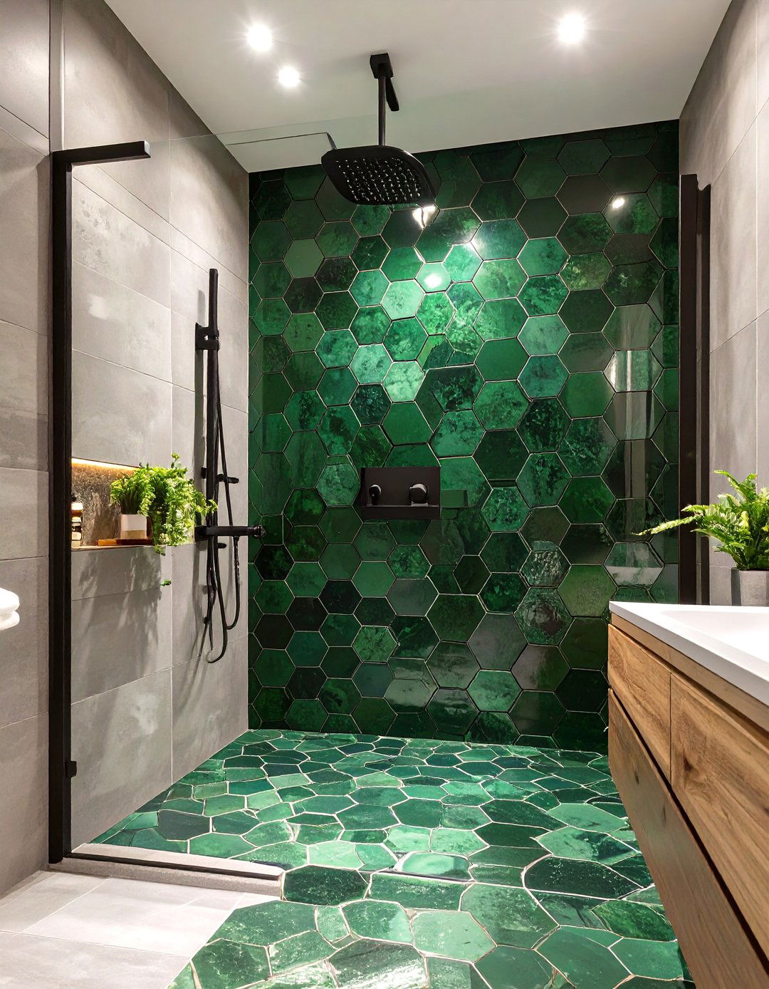 Geometric Tile Walk In Shower - 30 master bathroom walk in shower tile ideas