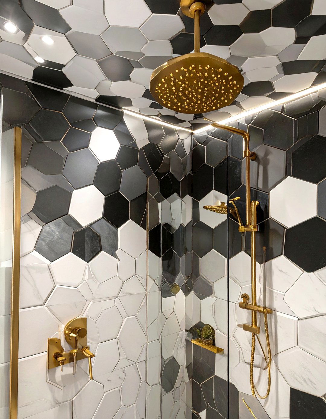 Geometric Tiled Shower Ceiling - 30 shower ceiling ideas