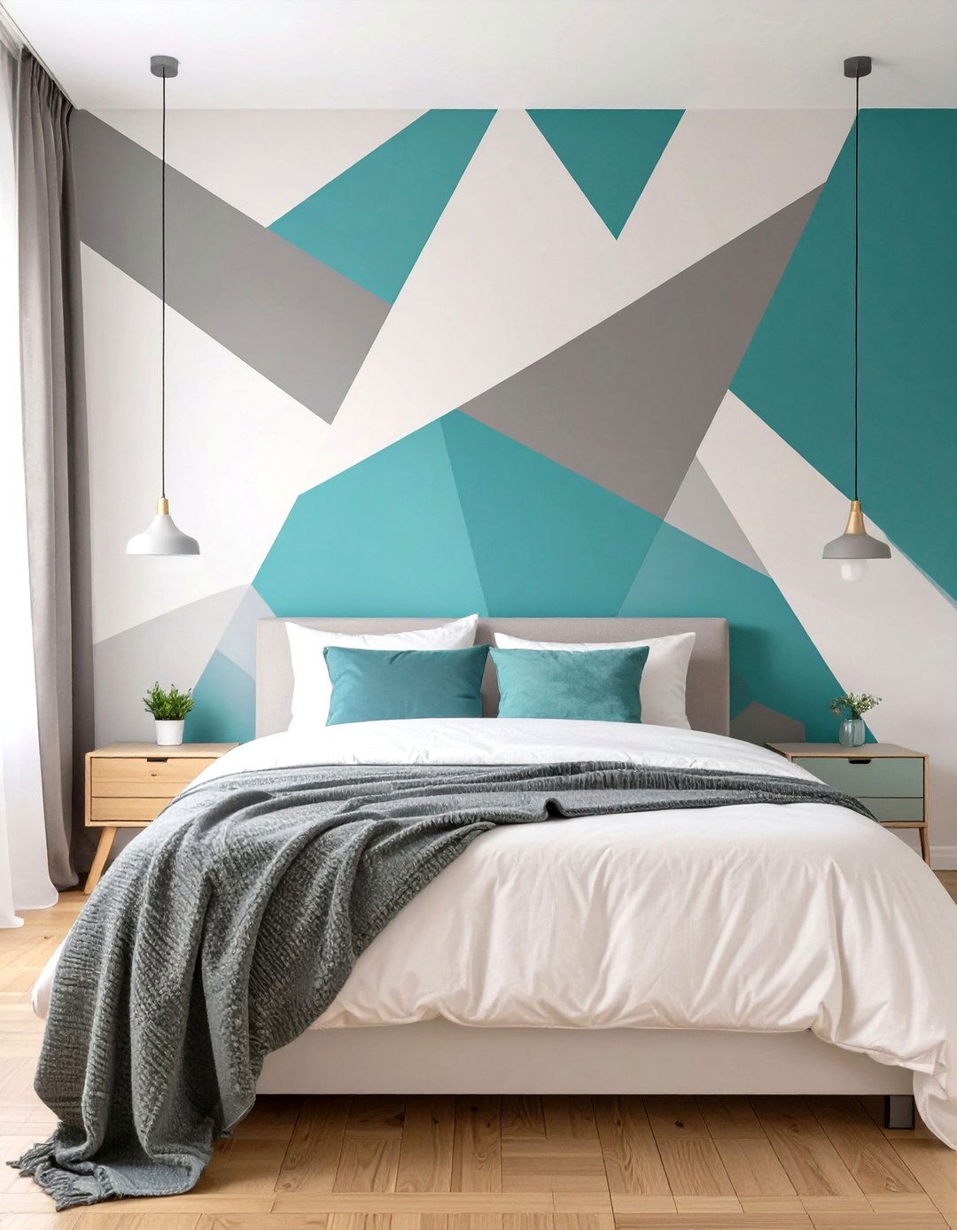 Geometric Wall Paint Design - 30 teenage bedroom ideas