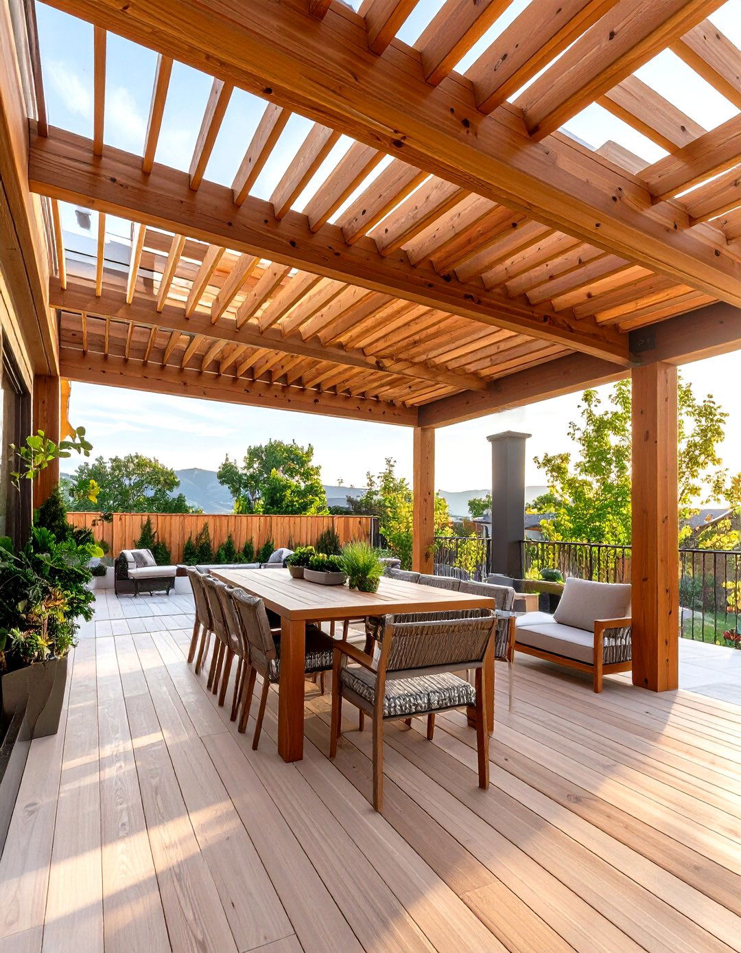 Geometric Wood Slatted Ceiling - 30 patio ceiling ideas
