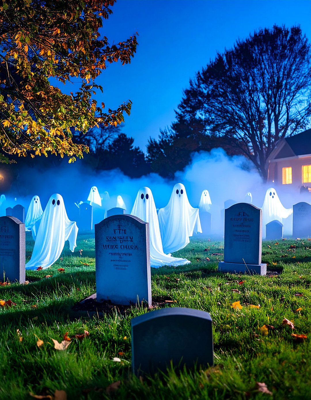 Ghostly Graveyard Front Yard Scene - 30 halloween front yard ideas