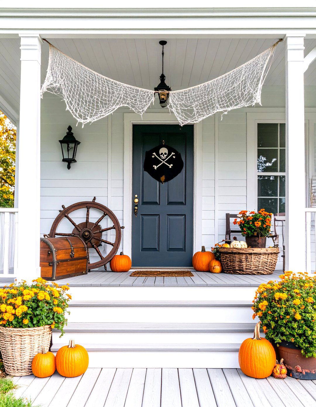 Ghostly Pirate Ship Porch - 30 halloween front porch ideas