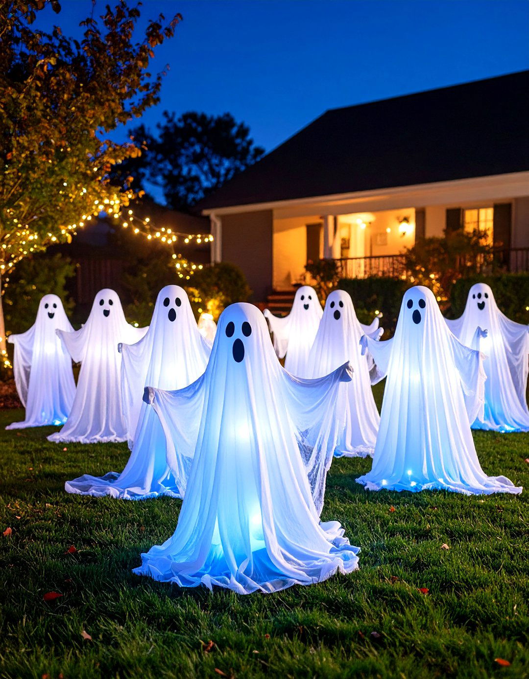 Ghostly Procession on the Lawn - 30 halloween decorations outdoor ideas