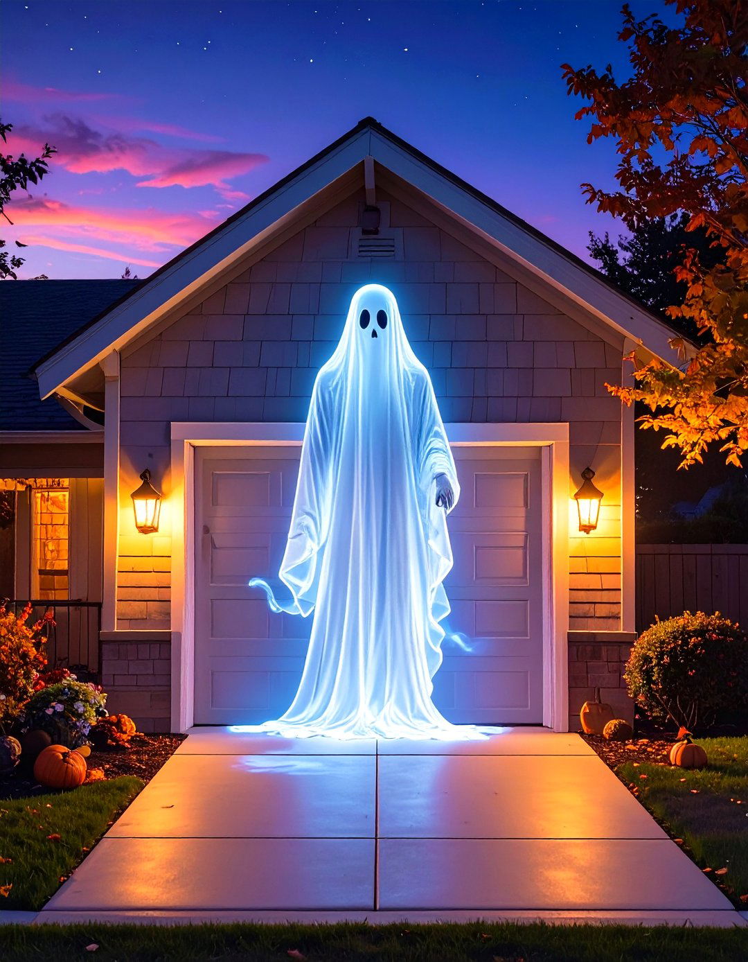 Ghostly Projections on the House - 30 outdoor halloween decoration ideas