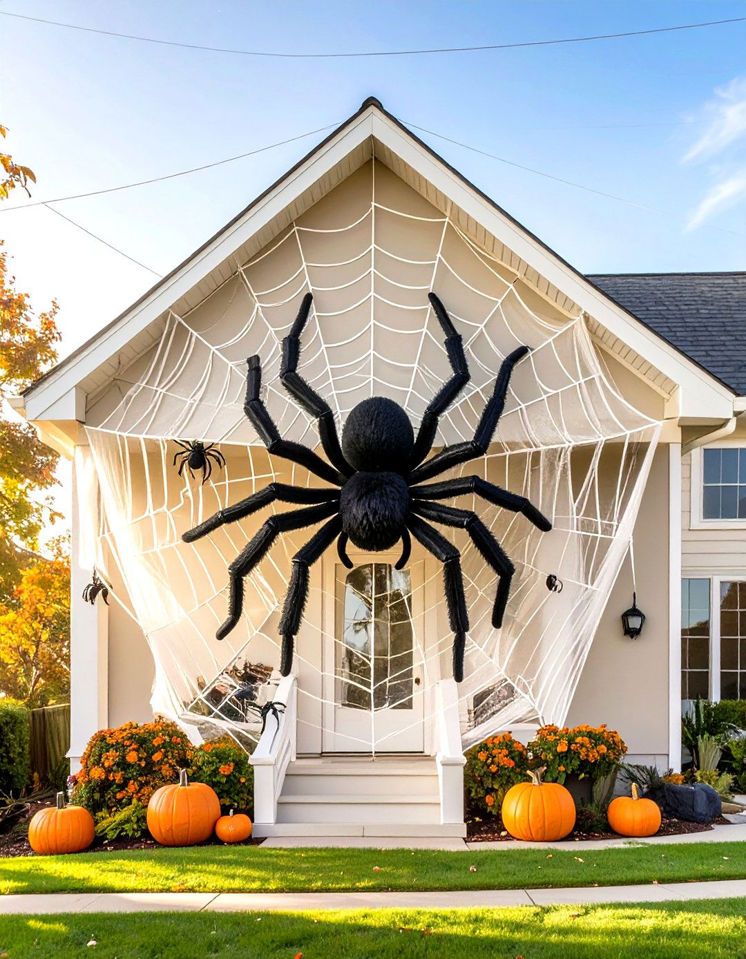 Giant Spider Web Invasion - 30 outdoor halloween decoration ideas