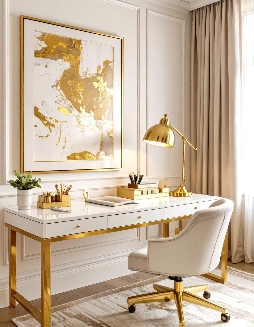 Gilded Gold Office - 30 cute office ideas