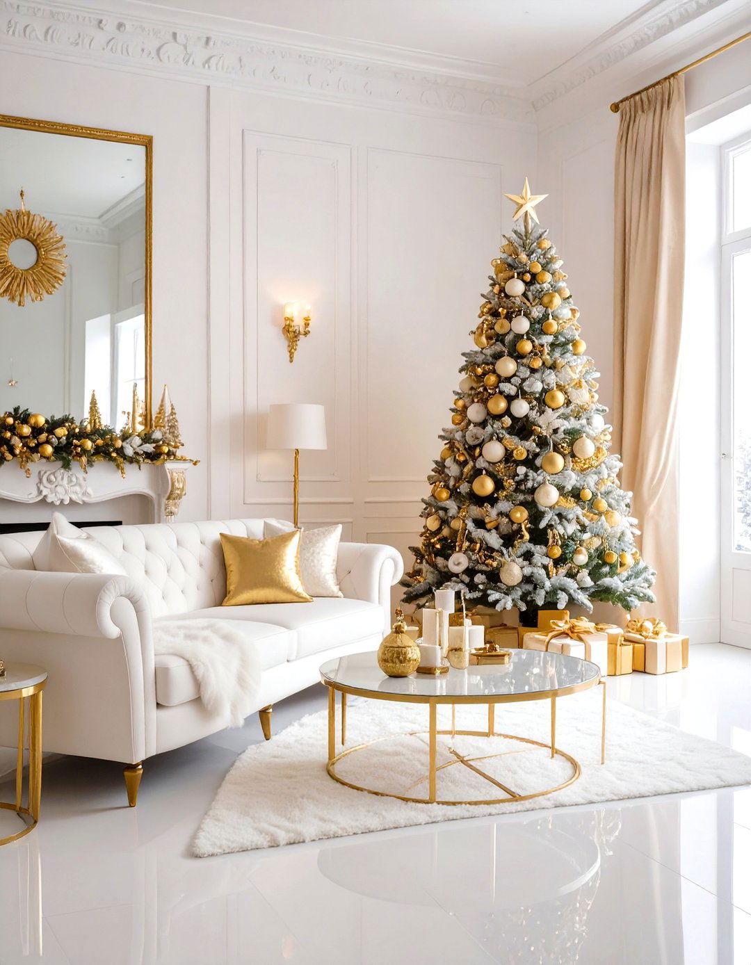 Gilded Gold and White Luxury - 30 interior design ideas for holiday decor