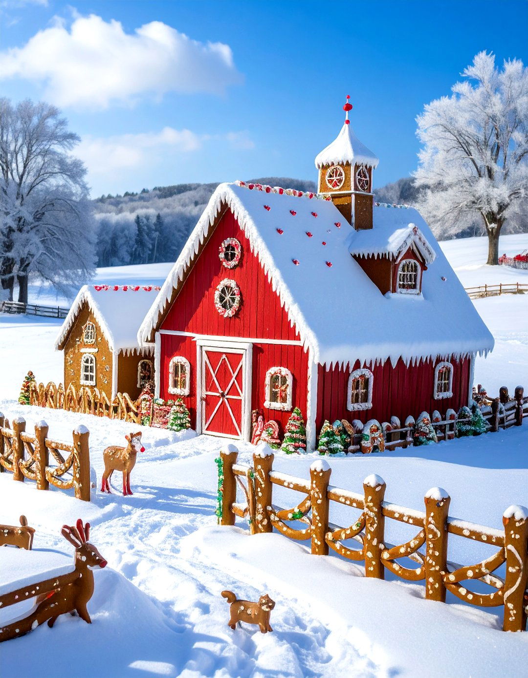 Gingerbread Farmhouse and Barn - 30 gingerbread house design ideas