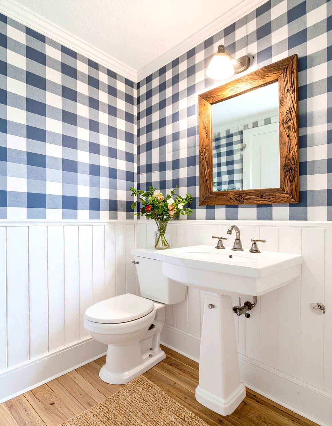Gingham Check Half Bathroom - 30 half bathroom wallpaper ideas