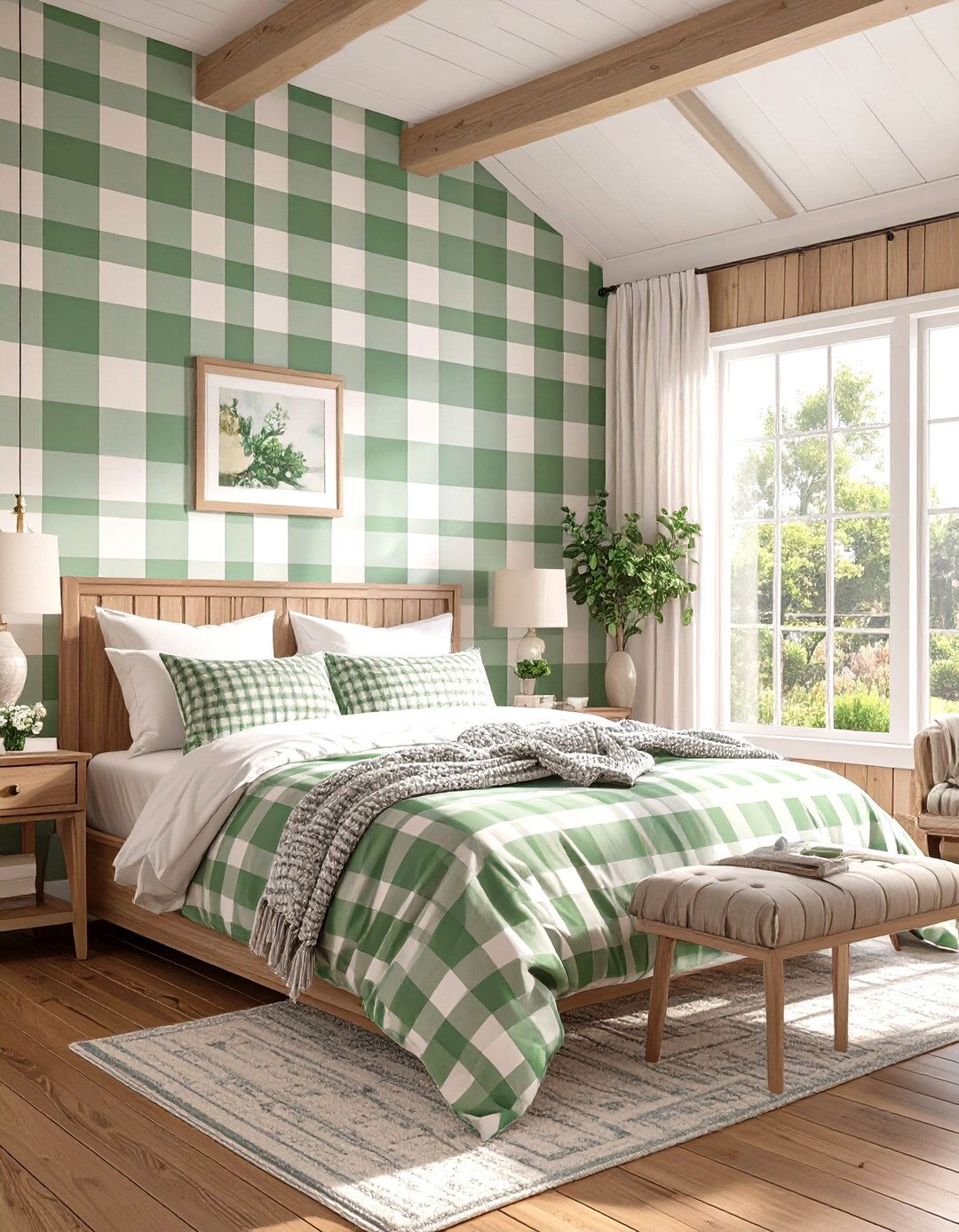 Gingham Pattern Wallpaper - 30 wallpaper ideas for bedroom