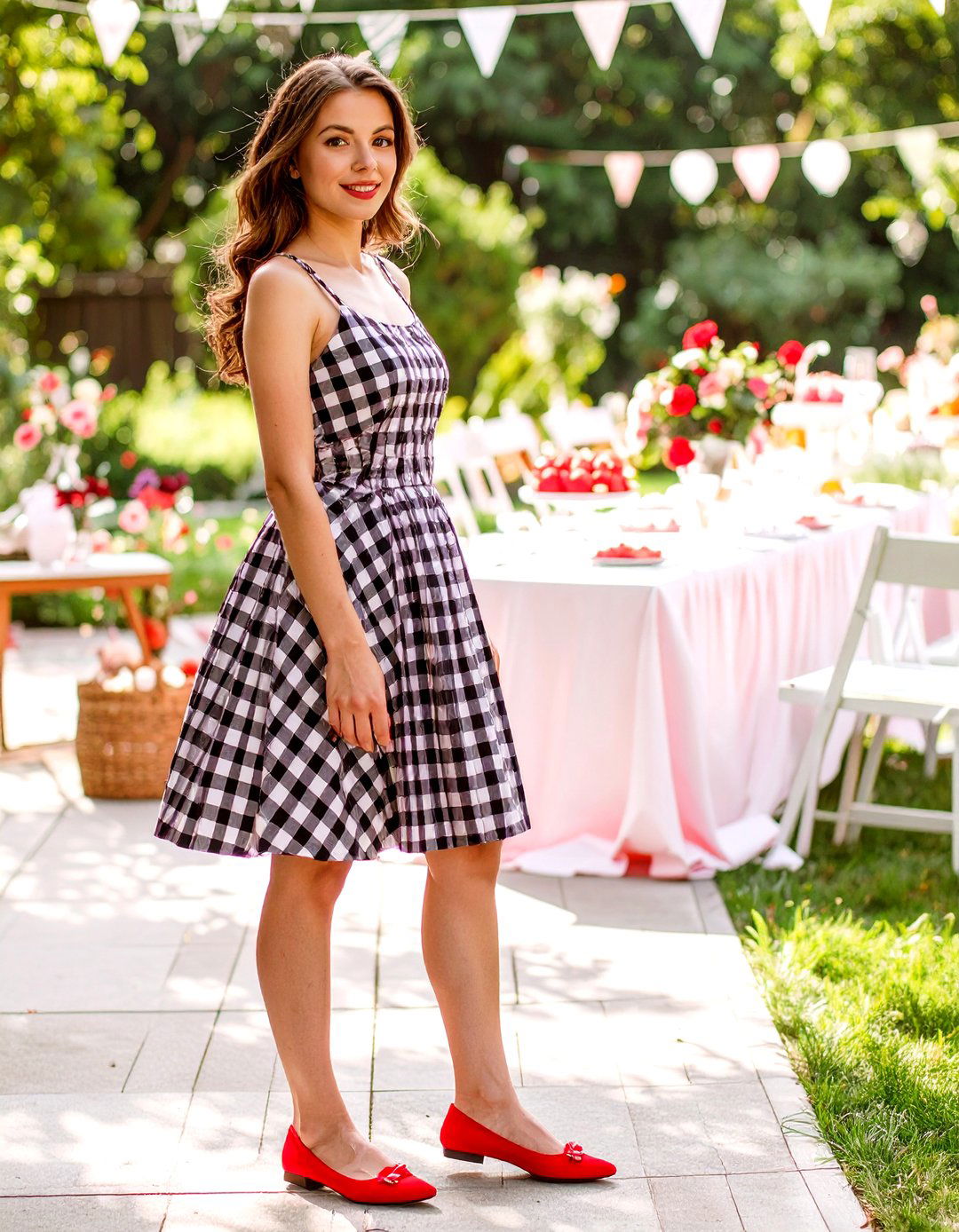 Gingham Print Dress - 30 baby shower outfit ideas