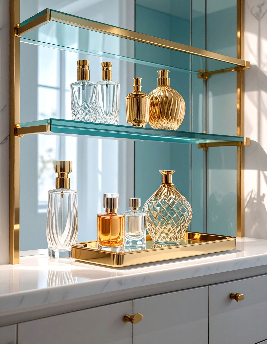 Glam Art Deco Bathroom Shelf - 30 bathroom shelf decor ideas