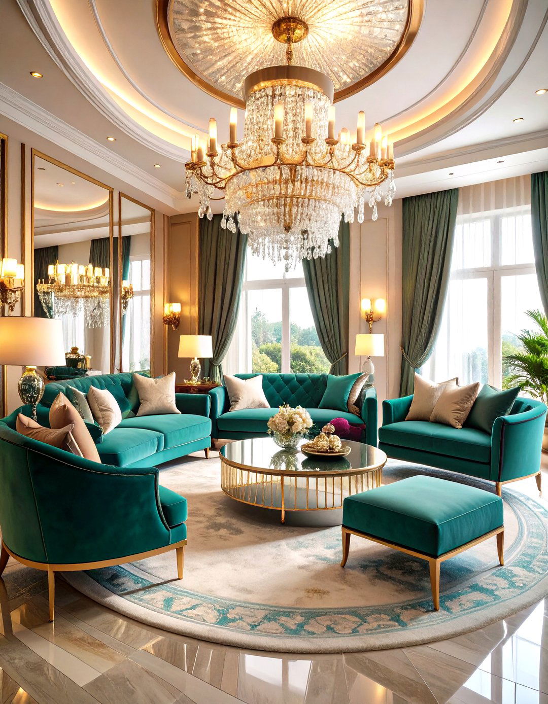 Glam Crystal Chandelier living room ceiling lighting - 30 living room ceiling lighting ideas
