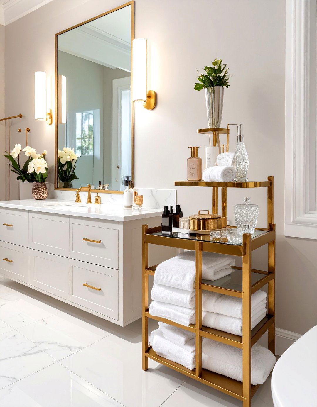 Glam Hollywood Regency Bathroom - 30 bathroom organization ideas