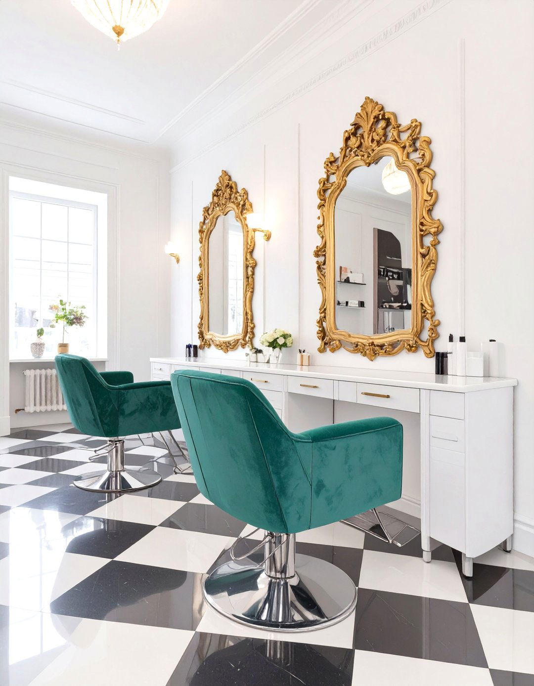 Glam Hollywood Regency Salon - 30 low budget beauty salon interior design ideas