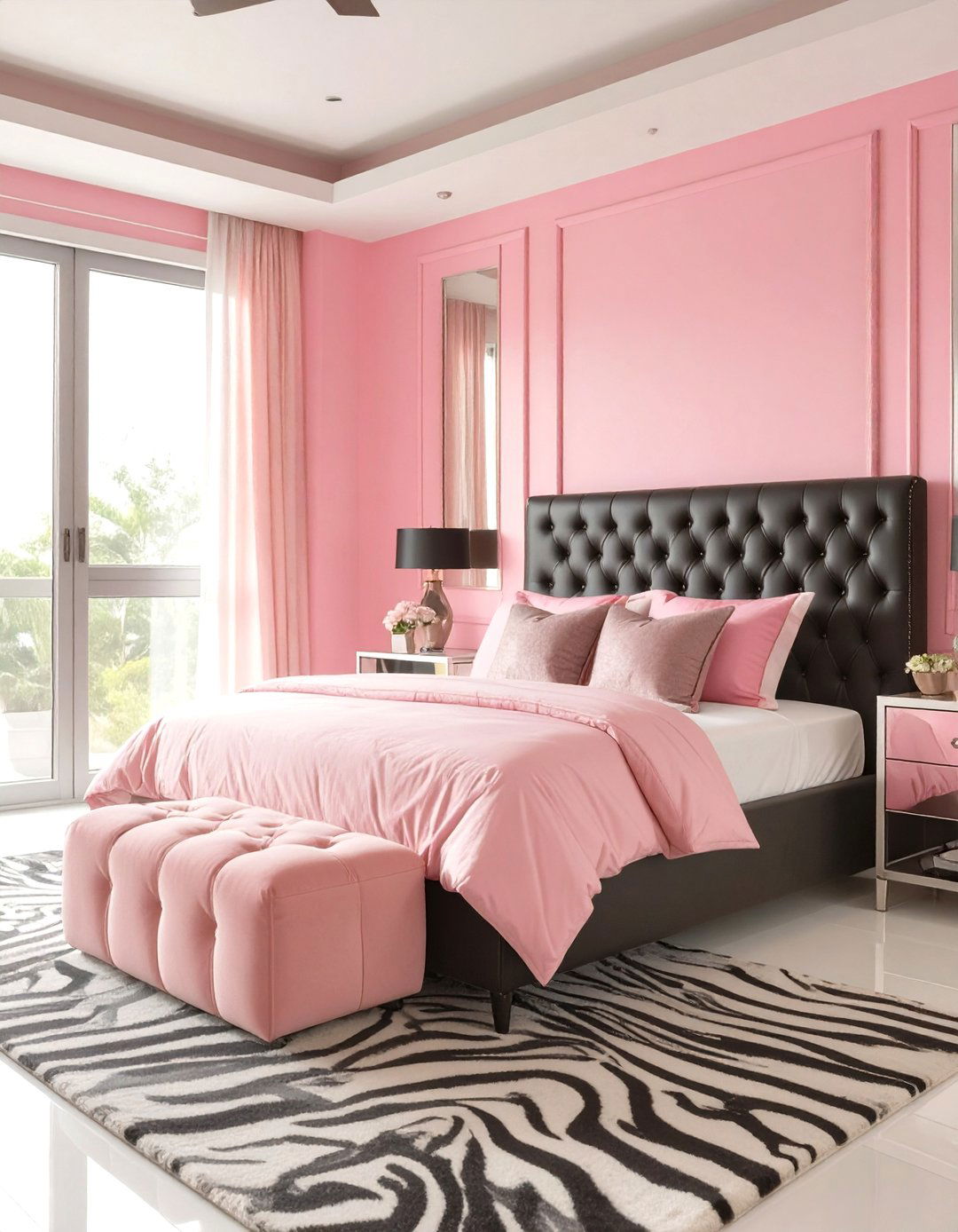 Glam Rock Pink and Black Bedroom - 30 luxury pink girl bedroom design ideas