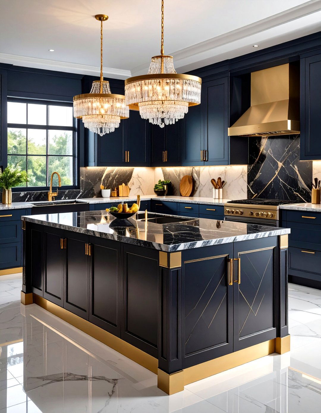 Glamorous Art Deco Kitchen Island - 30 kitchen layout ideas with island