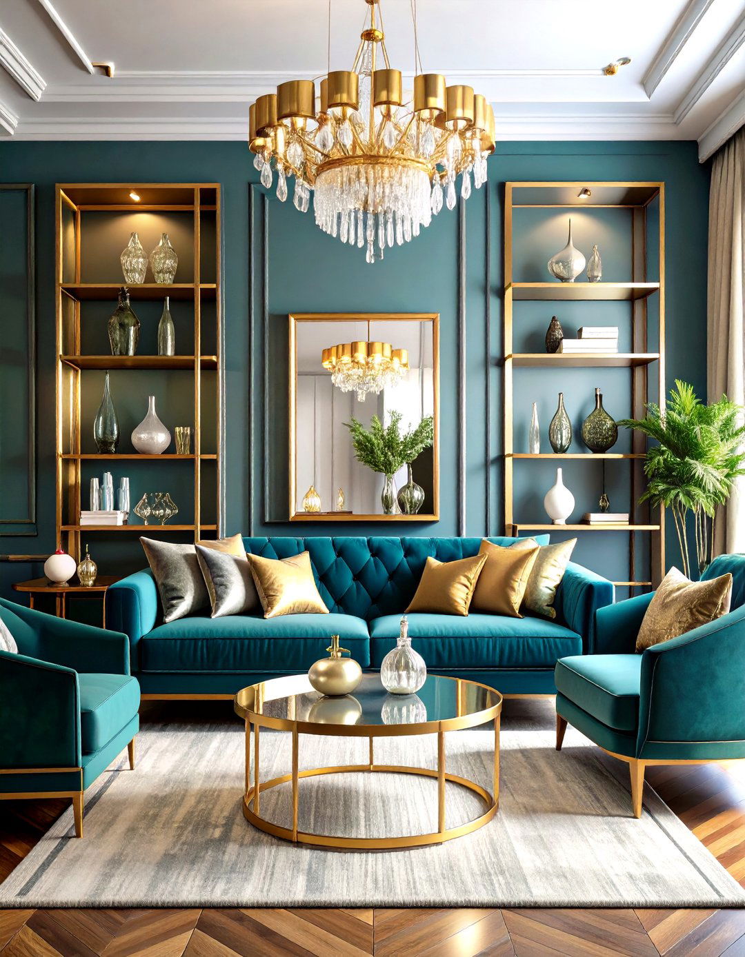 Glamorous Art Deco Living Room Shelving - 30 living room wall shelf decor ideas