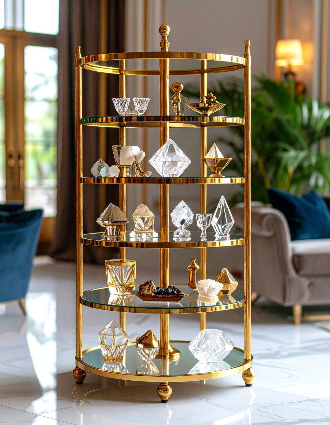 Glamorous Art Deco Living Room Shelving - 30 living room bookshelf ideas