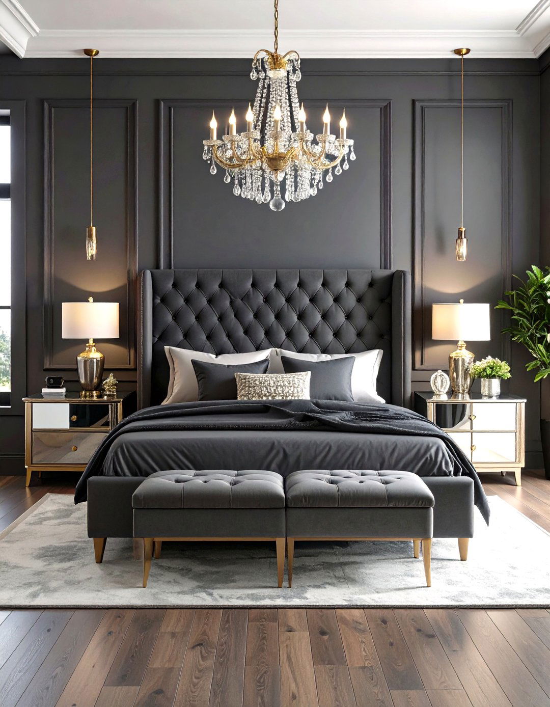 Glamorous Charcoal Gray Bedroom - 30 gray bedroom ideas
