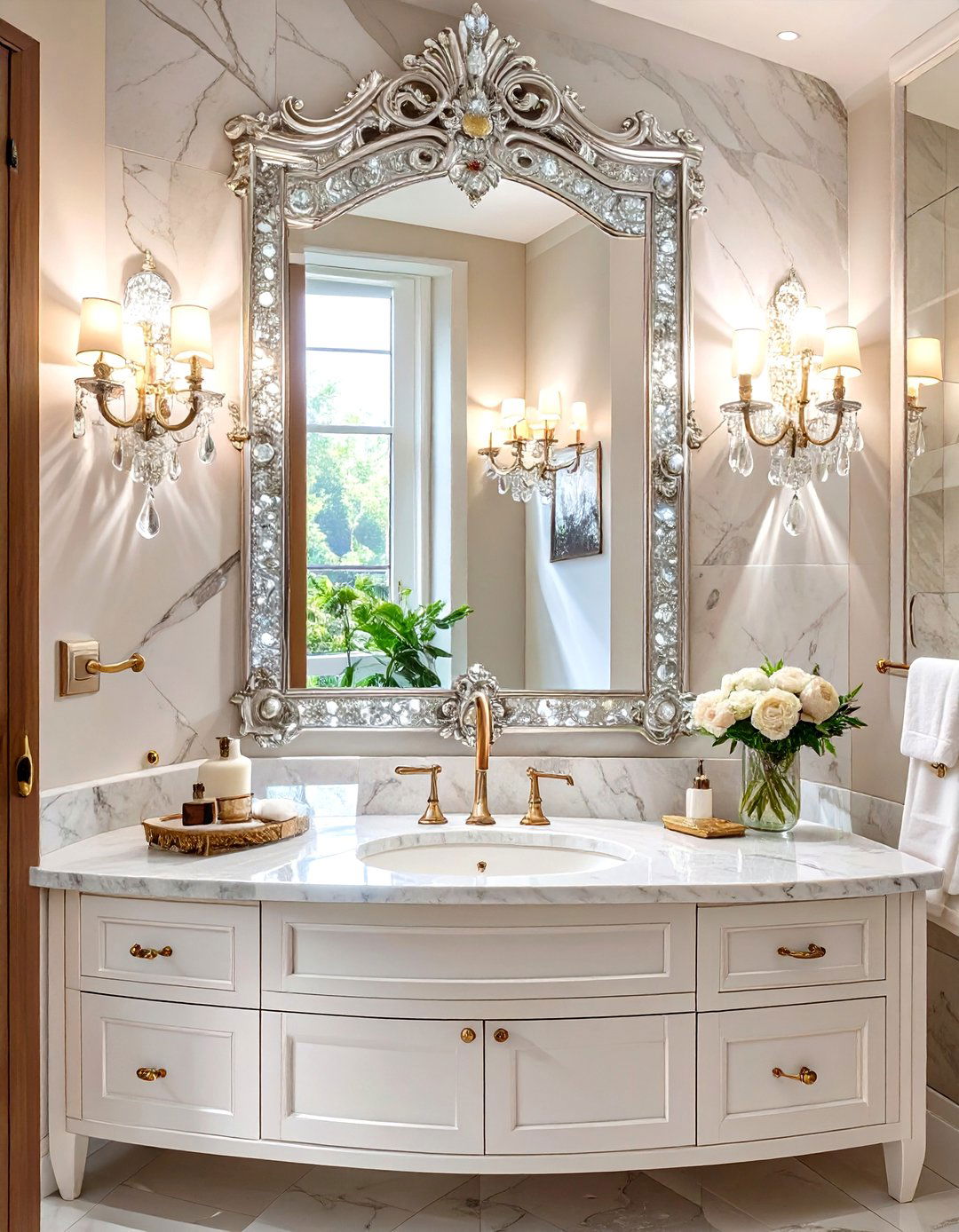 Glamorous Crystal Sconce Lighting - 30 bathroom vanity lighting ideas