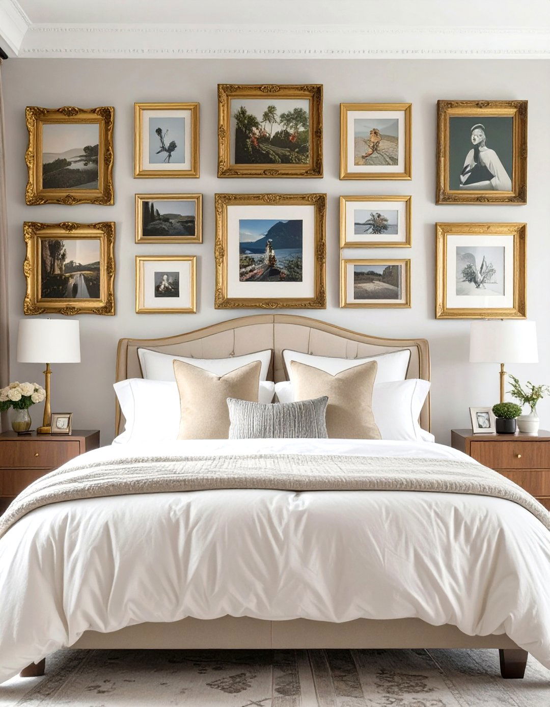 Glamorous Gallery Wall Bedroom - 30 glam bedroom ideas