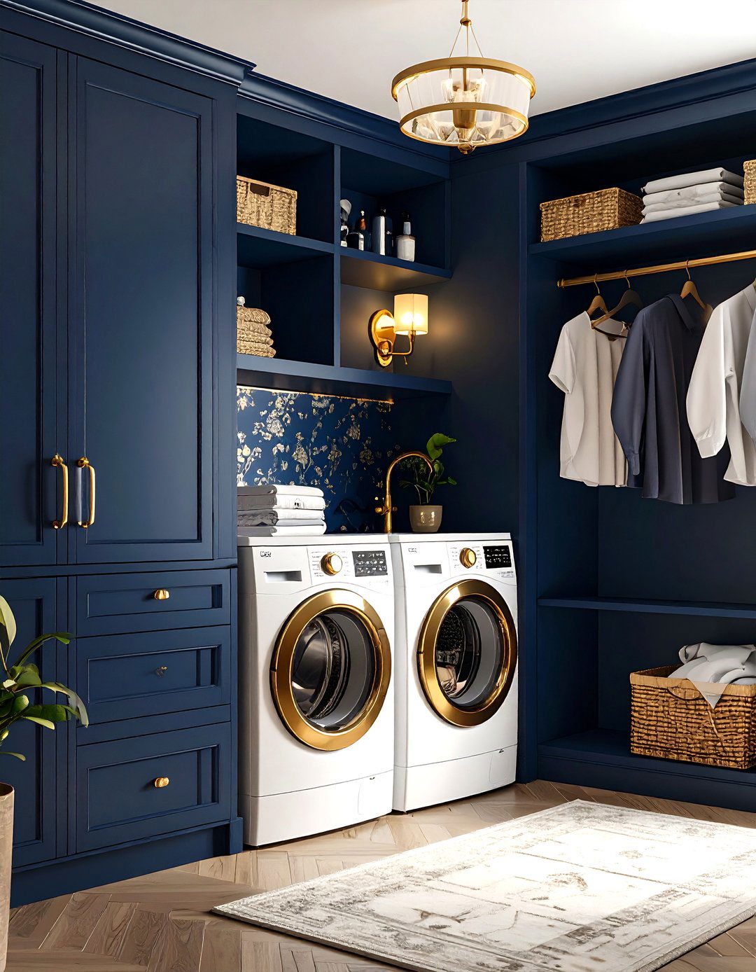 Glamorous Gold Accented Laundry Closet - 30 laundry room closet ideas