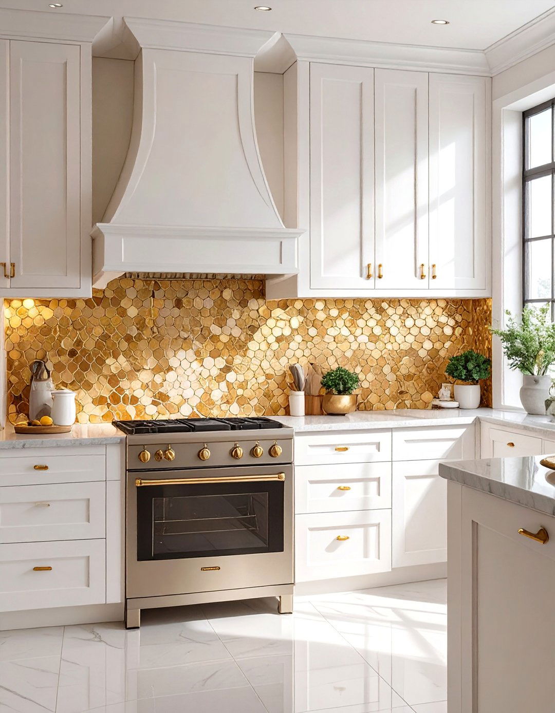 Glamorous Gold Penny Tile Kitchen Backsplash - 30 backsplash kitchen ideas
