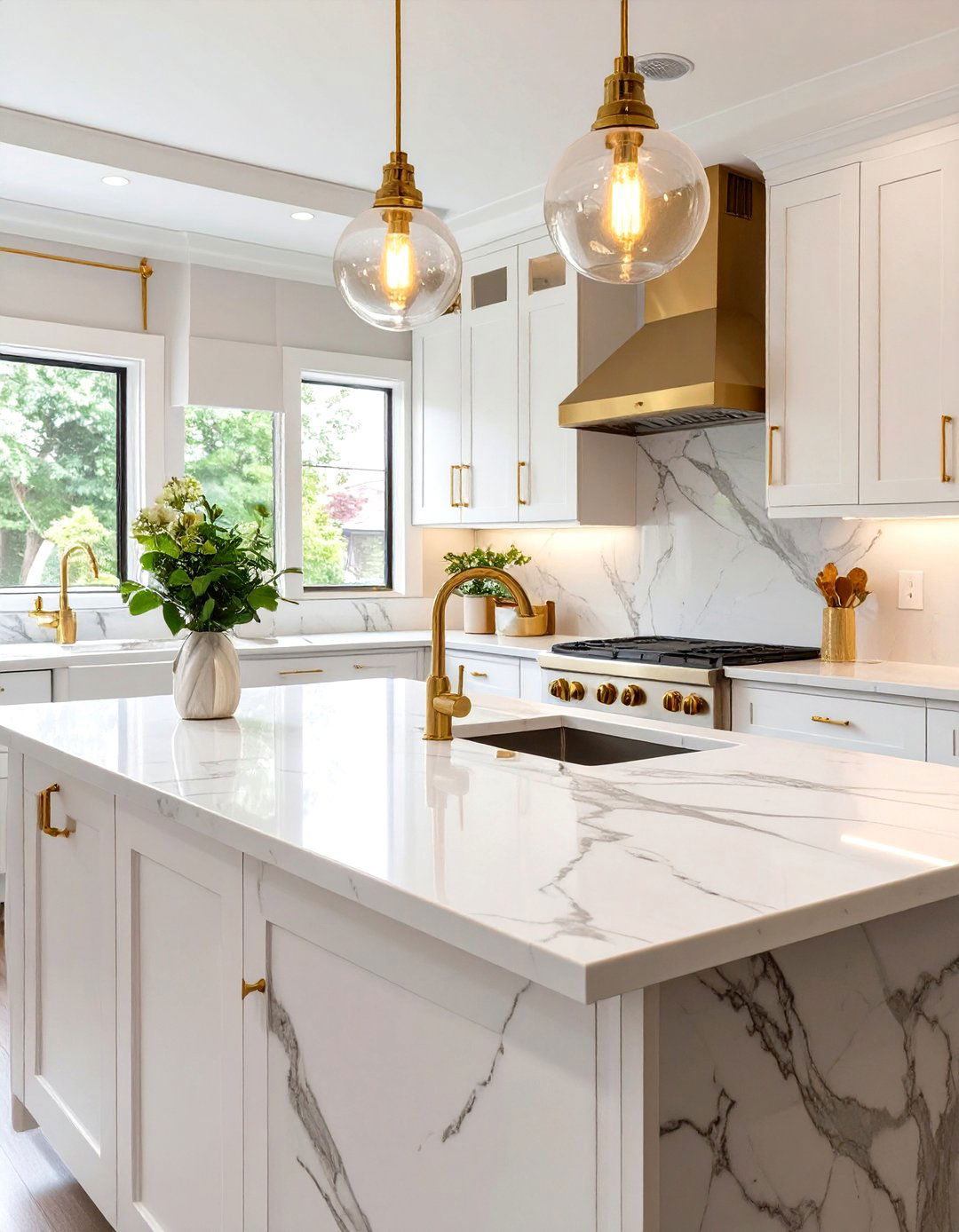 Glamorous Gold and Marble Kitchen - 30 mobile home kitchen ideas