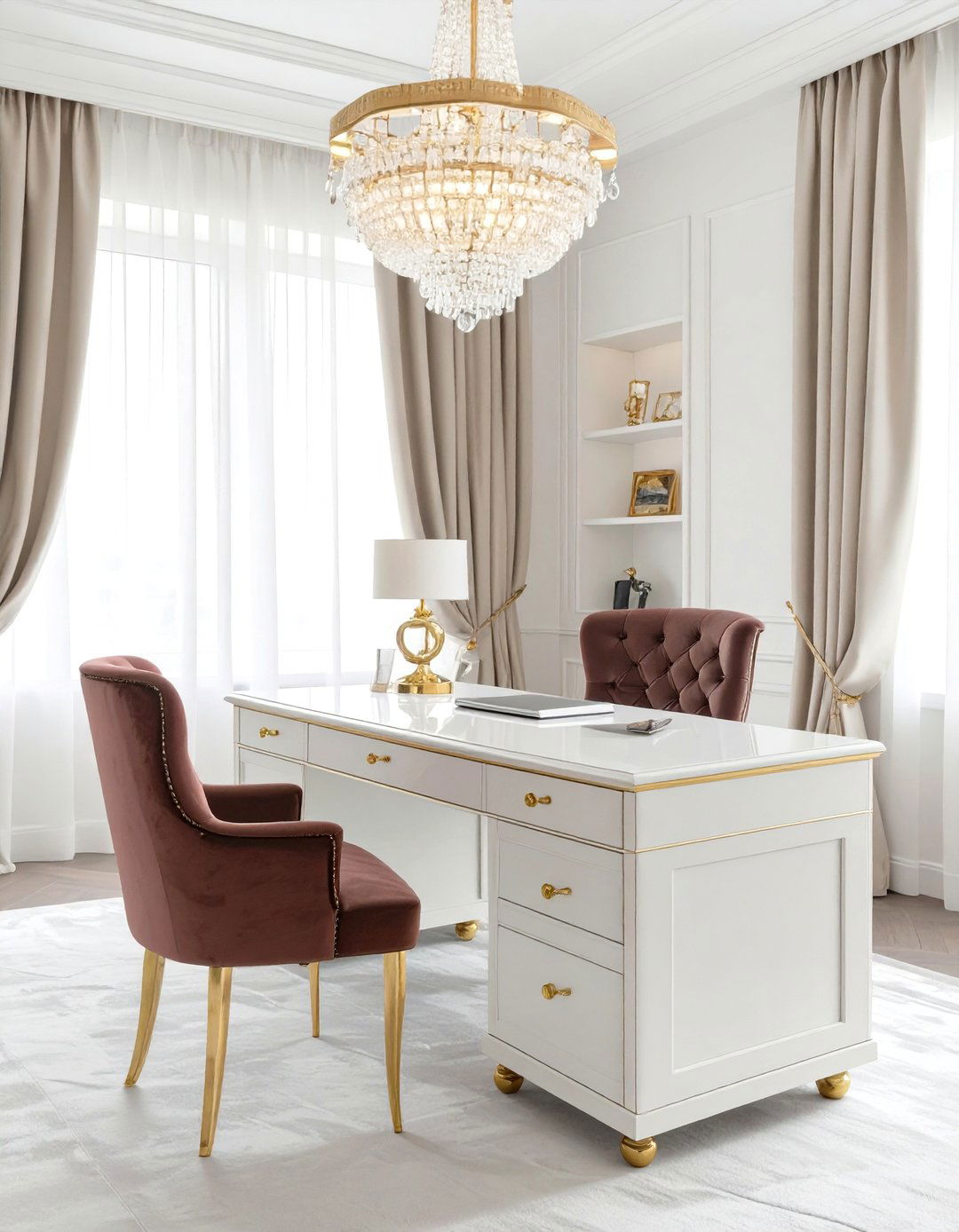 Glamorous Hollywood Regency Home Office - 30 home office decorating ideas