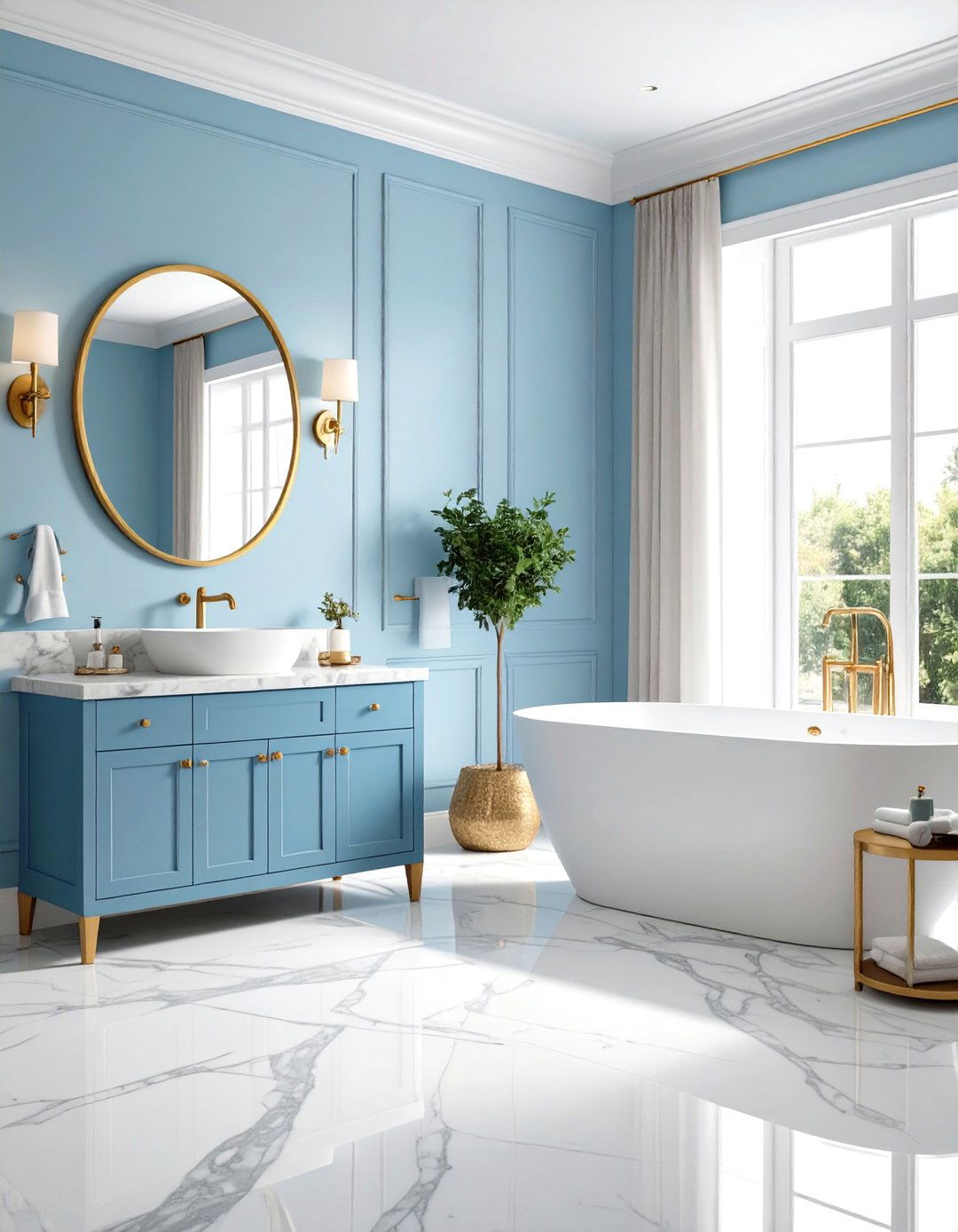 Glamorous Light Blue and Marble - 30 light blue bathroom ideas