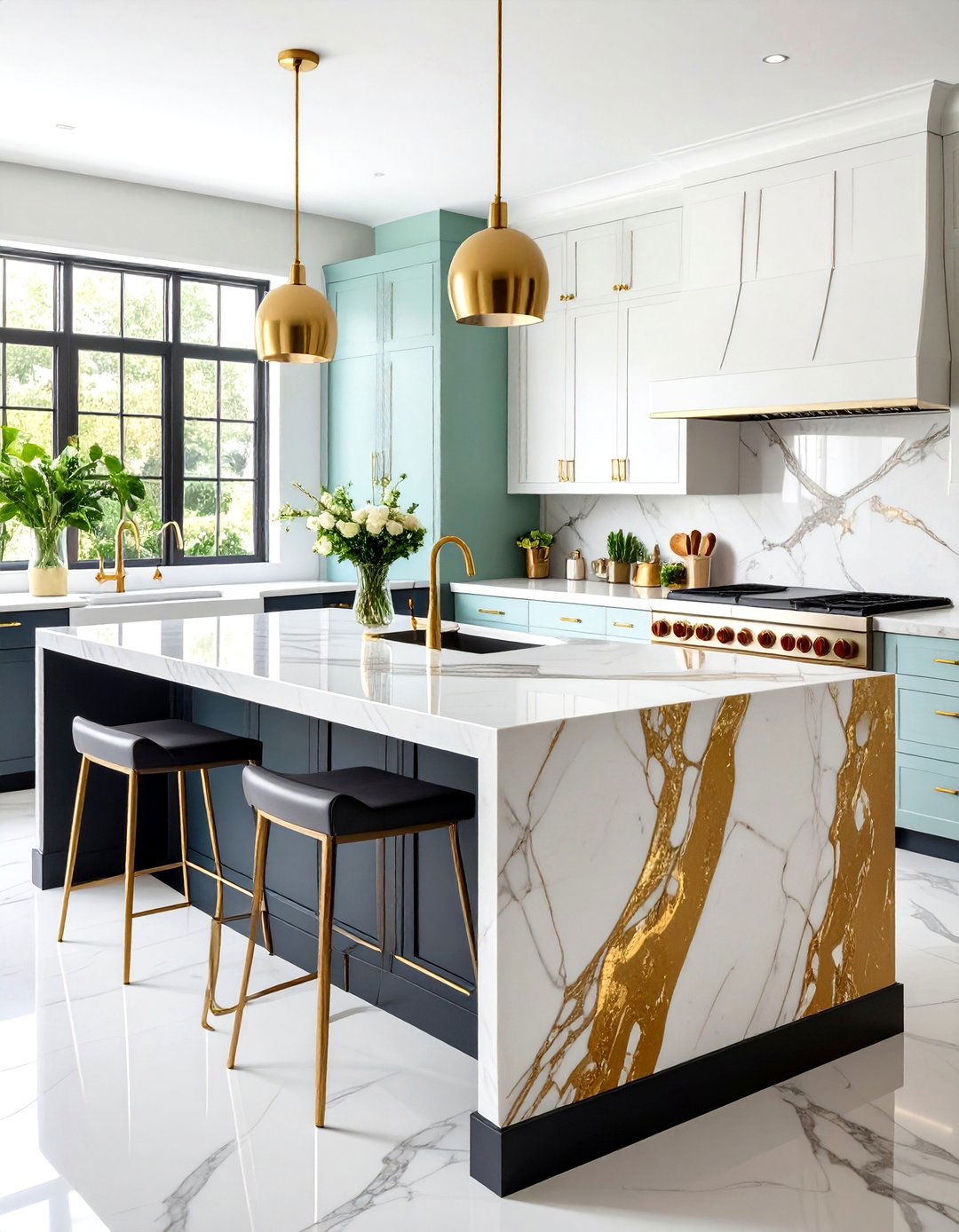 Glamorous Marble Kitchen Island - 30 island kitchen ideas